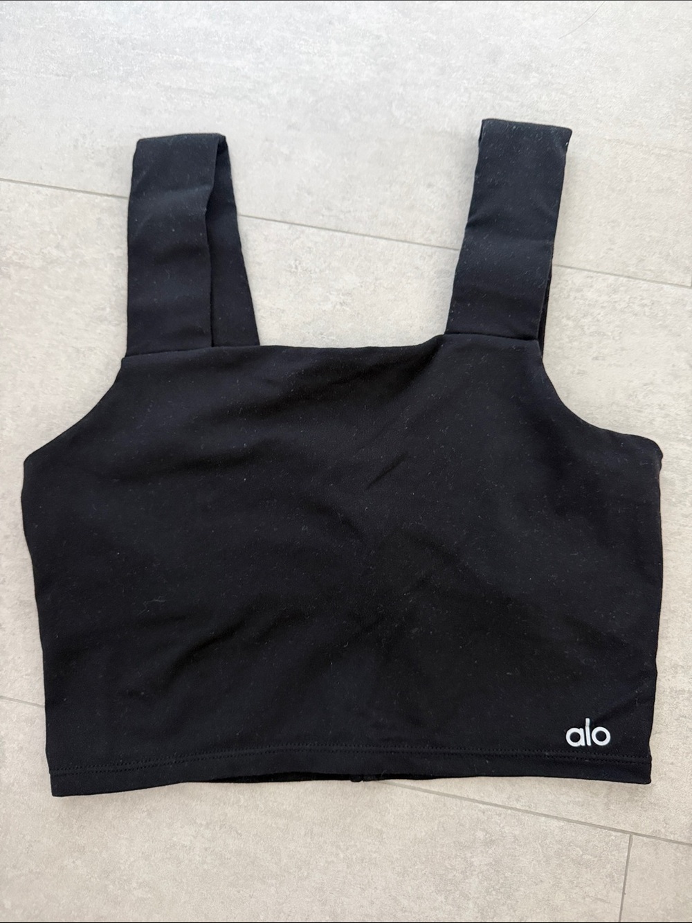 Alo Black Square Neck Sports Bra Top